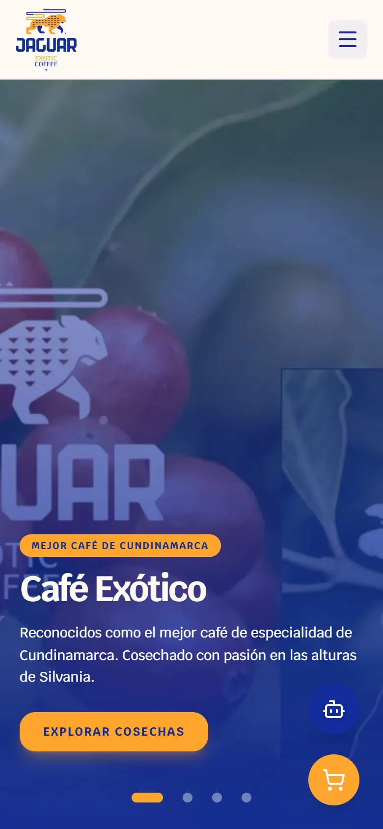 Web de Jaguar Coffee en celular