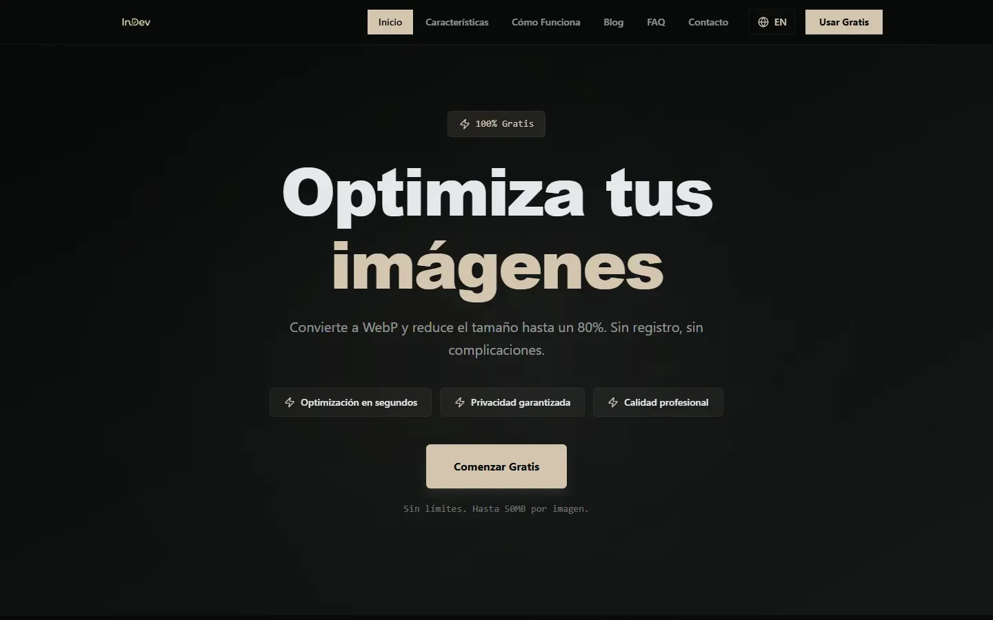 Portada de OPTIMAGEN, optimizador de imágenes online